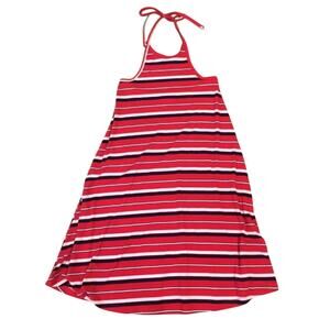 Mossimo Ribbed Red & White Stripe Halter Top Dress Women's Size XS